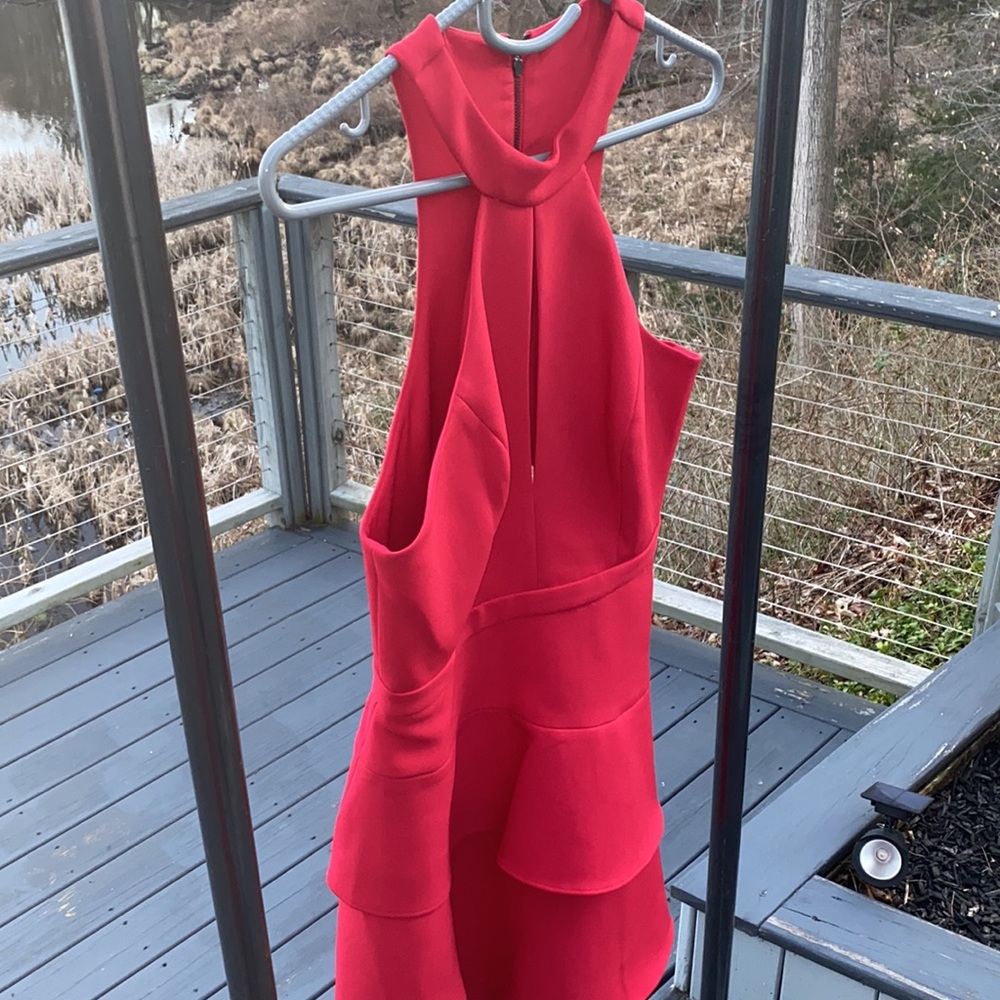 BCBG Rio Red Cocktail Ruffle Dress Sze 8 - Picture 7 of 10
